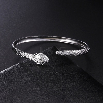 Non-Tarnish 304 Stainless Steel Snake Cuff Bangle LS-BJEW-F456-01P-1