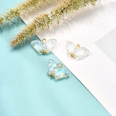 Electroplate Transparent Glass Pendants PALLOY-JF00903-1