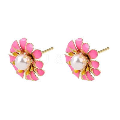 Brass Enamel Stud Earrings KK-CBA8324-27G-03-1