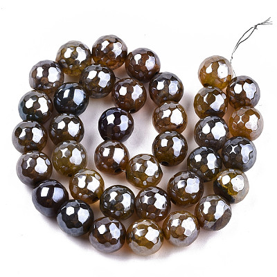 Electroplate Natural Agate Beads Strands G-T131-55-31-1