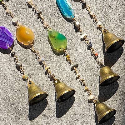 7 Chakra Natural & Synthetic Mixed Stone Chips Tree of Life Suncatchers HJEW-F027-04-1