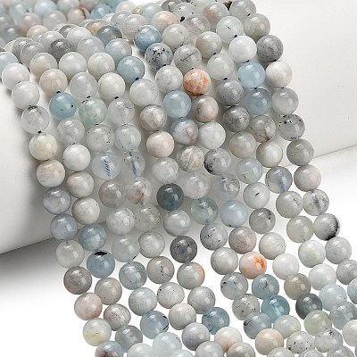 Natural Aquamarine Beads Strands X-G-F591-29A-6mm-02-1