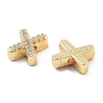 Rack Plating Brass Micro Pave Clear Cubic Zirconia Beads KK-G500-30G-X-1