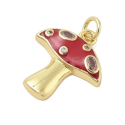 Mushroom Rack Plating Brass Micro Pave Cubic Zirconia Pendants KK-Z074-15G-1