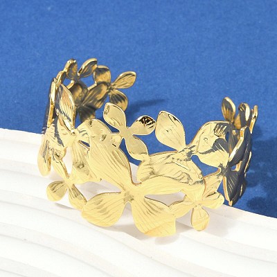 304 Stainless Steel Cuff Bangles for Women BJEW-Z097-08G-1