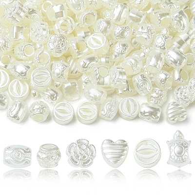 300Pcs 6 Styles Plastic Imitation Pearl Beads OACR-CJ0002-46-1