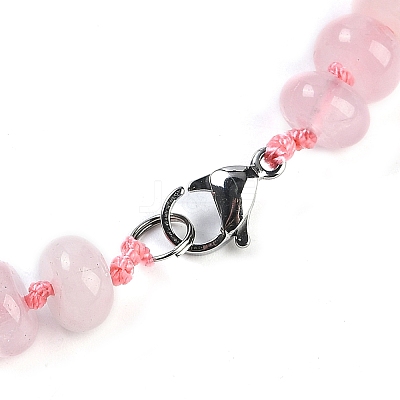 Natural Rose Quartz Rondelle Graduated Beaded Necklaces for Women Men NJEW-K388-02M-1