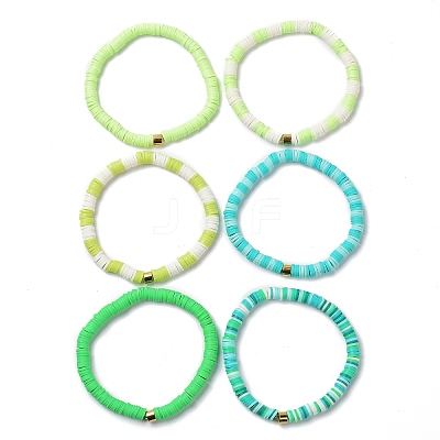 Handmade Polymer Clay Heishi Beads Stretch Bracelets Sets BJEW-JB05902-03-1