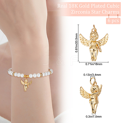 Angel Brass Pendants KK-BBC0005-25-1
