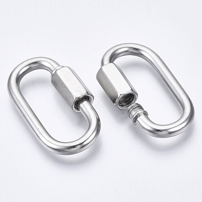 Tarnish Resistant 304 Stainless Steel Screw Carabiner Lock Charms STAS-N087-25A-01-1