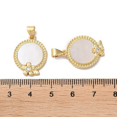 Brass Micro Pave Clear Cubic Zirconia Pendants KK-B083-16G-01-1