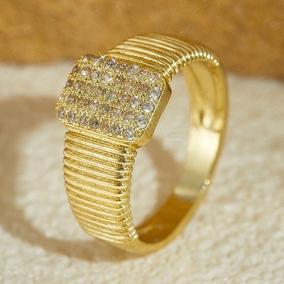 Brass Micro Pave Clear Cubic Zirconia Finger Rings FS-WGEE21A-03-1
