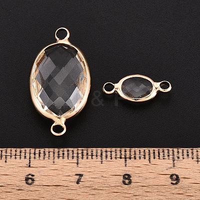 Brass with Glass Links/Connector Charms GLAA-T027-10-1