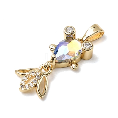 Brass Micro Pave Cubic Zirconia Pendants KK-K375-27G-22-1