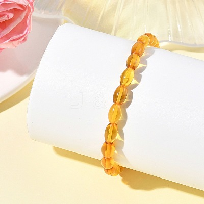 Natural Amber Beaded Stretch Bracelets for Women BJEW-JB14240-02-1