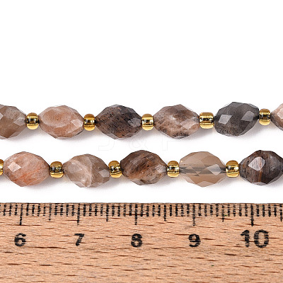 Natural Black Sunstone Beads Strands G-N342-35-8x6-08-1