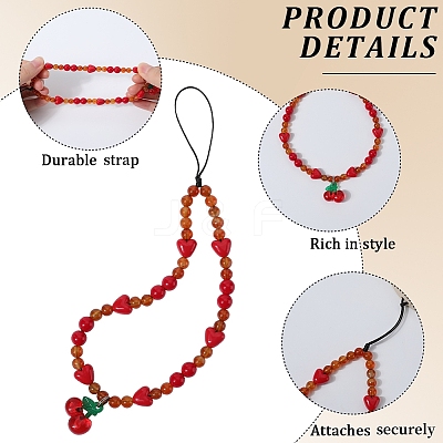 Agate & Crystal & Nylon & Alloy Mobile Straps AJEW-WH20002-55-1