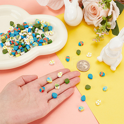 120Pcs 6 Colors Easter Themed Handmade Polymer Clay Beads CLAY-PH0001-92-1