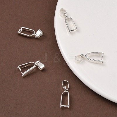 Silver Color Plated Brass Ice Pick Pinch Bails X-KK-K802-S-1
