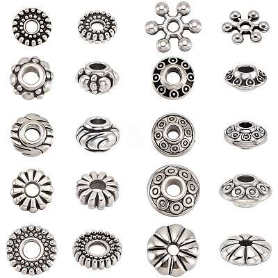 400Pcs 10 Styles Tibetan Style Alloy Spacer Beads TIBEB-PA0001-06-1