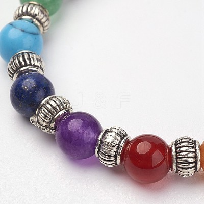 Natural & Synthetic Gemstone Beaded Stretch Bracelets X-BJEW-P065-02-1