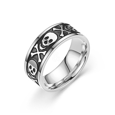 Retro 201 Stainless Steel Enamel Finger Rings for Men FS-WG366A7-01-1