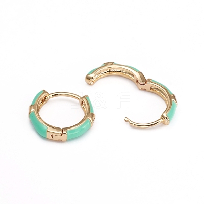 Brass Micro Pave Clear Cubic Zirconia Huggie Hoop Earrings EJEW-I240-02E-1