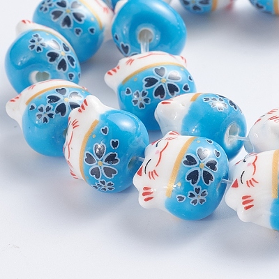 Handmade Printed Porcelain Beads PORC-G004-C01-1