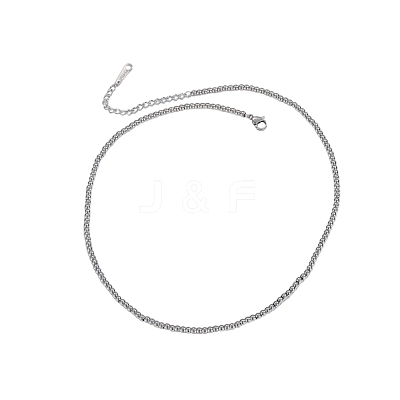 304 Stainless Steel Round Beaded Necklaces STAS-OY015-49P-1