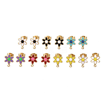 304 Stainless Steel Enamel Stud Earring Findings STAS-T052-43G-M-1