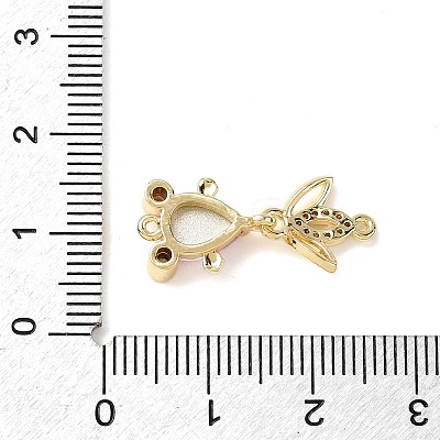Brass Micro Pave Clear Cubic Zirconia Fish Links Connector Charms KK-K375-26G-1