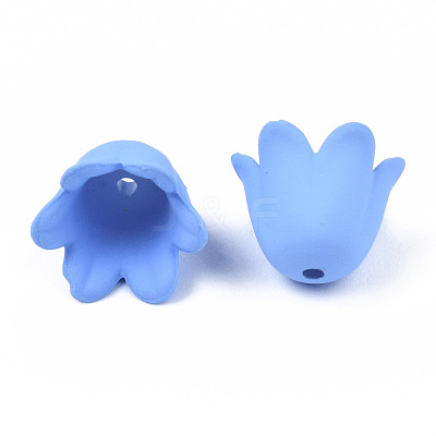 Rubberized Style Opaque Acrylic Bead Caps ACRP-T010-01A-1