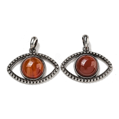 Dyed & Heated Natural Red Agate Pendants G-G147-07AS-07-1