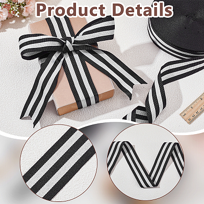 Polyester Stripe Ribbons SRIB-WH0011-326F-1