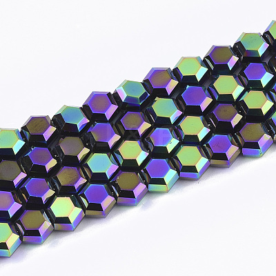 Electroplate Glass Beads Strands EGLA-T018-03-B01-1