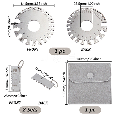 2 Styles Stainless Steel Wire Gauge Measurement Tool Sets DIY-GA0007-71-1