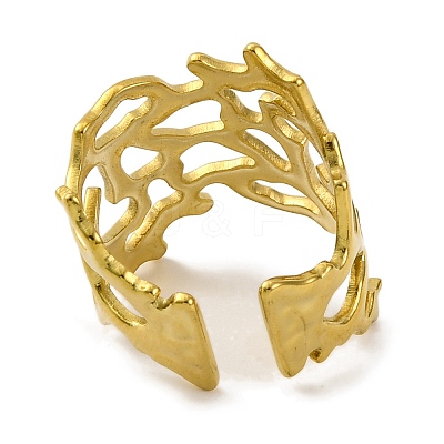 Ion Plating(IP)  304 Stainless Steel Cuff Bangles for Women BJEW-D050-02G-1