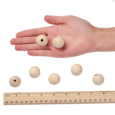 Unfinished Natural Wood Beads Spacer Craft Beads for DIY Macrame Rosary Jewelry X-WOOD-S651-25mm-LF-1
