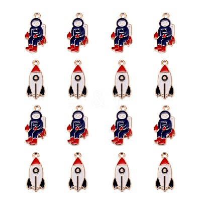 20Pcs 2 Style Zinc Alloy Enamel Pendants ENAM-LS0001-17G-1