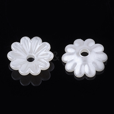 10-Petal ABS Plastic Imitation Pearl Bead Caps OACR-S020-23-1