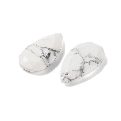 Natural Howlite Faceted Pendants X-G-D082-01A-1