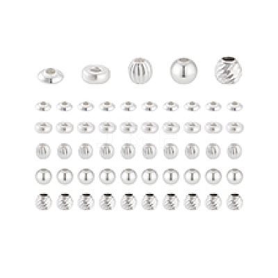 60Pcs 5 Styles 925 Sterling Silver Spacer Beads STER-PH0003-85-1