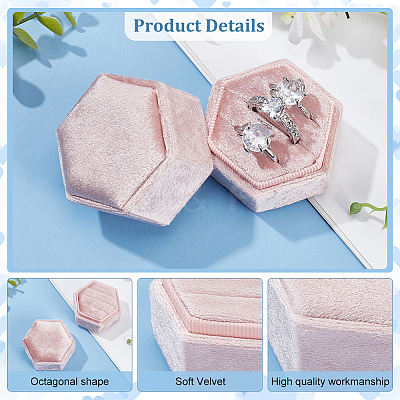 3-Slot Hexagonal Velvet Ring Boxes AJEW-WH0471-26B-1