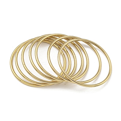 7Pcs PVD Vacuum Plating 202 Stainless Steel Plain Ring Bangle Sets BJEW-M317-16C-G-1