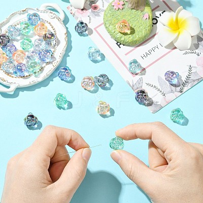 30Pcs 5 Colors Electroplate Transparent Acrylic Beads PACR-CJ0001-41-1