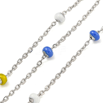 304 Stainless Steel Enamel Link Chains AJEW-Z028-09P-02-1