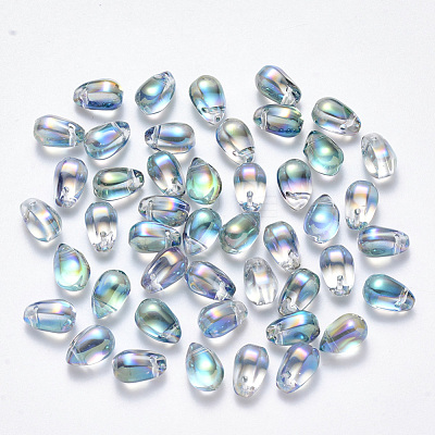 Transparent Spray Painted Glass Charms GLAA-R211-03-D02-1