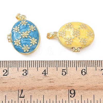 Brass Enamel Locket Pendants KK-F923-03A-G-1