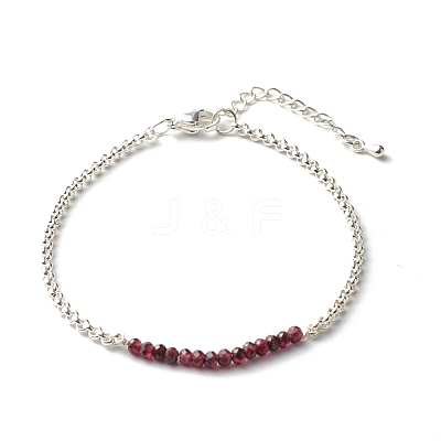 Natural Garnet Beaded Bracelets BJEW-JB06384-01-1