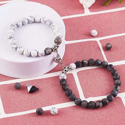 Heart & Round Magnetic Clasp Couple Bracelets DIY Making Kits DIY-SZ0006-27-1